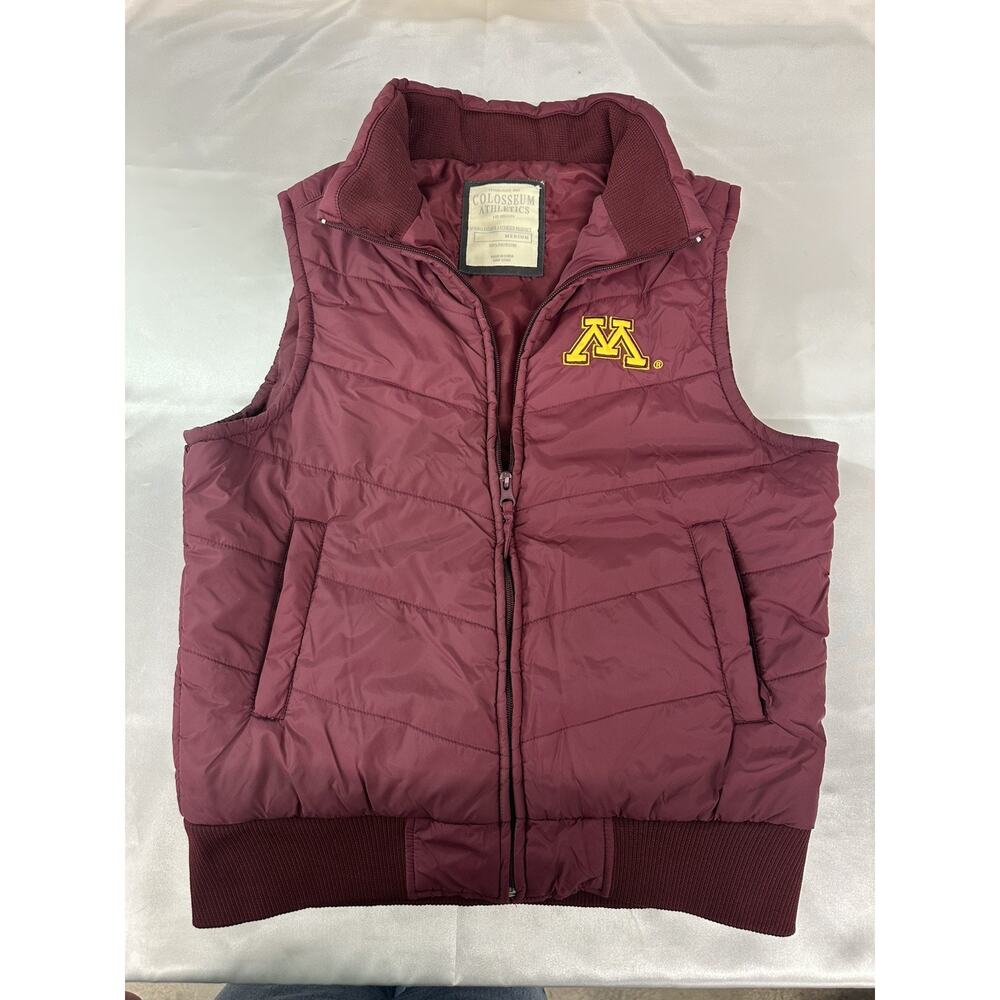 Minnesota Golden Gophers Puffer Vest Women’s, Zip-up, Maroon Size Medium